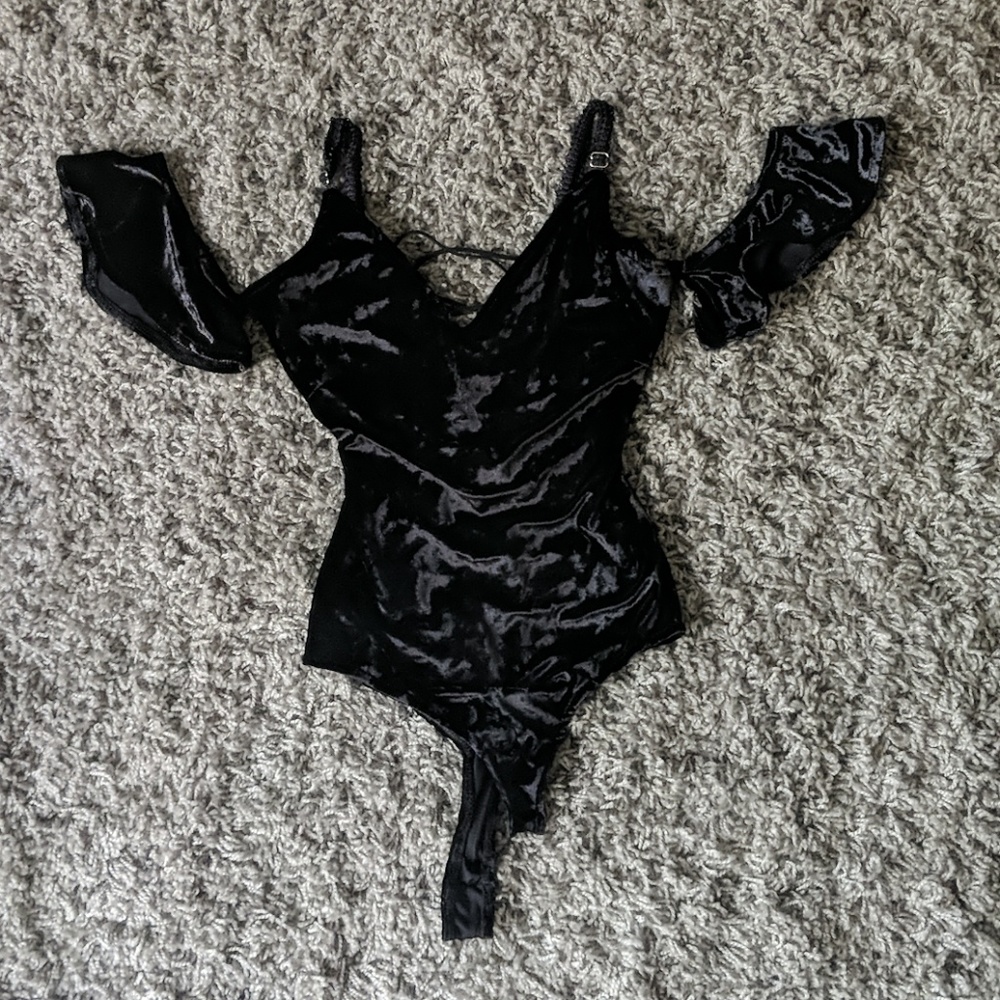 Black velvet bodysuit
